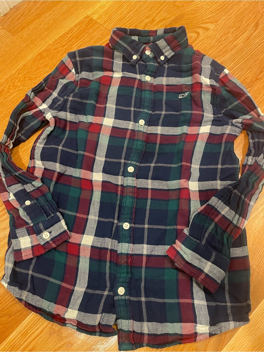 Vineyard vine Classic Plaid Button-Down Kids Shirt - Navy, Red & Green